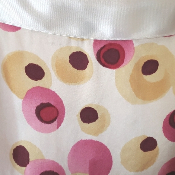 VINTAGE 100% Silk Polkadot Slip Dress Pink Yellow SIZE 4 - Picture 8 of 12
